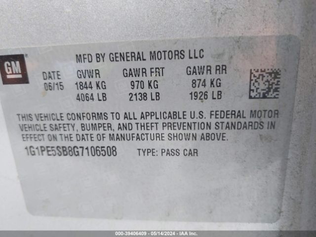 Photo 8 VIN: 1G1PE5SB8G7106508 - CHEVROLET CRUZE LIMITED 