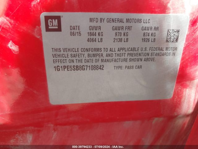 Photo 8 VIN: 1G1PE5SB8G7108842 - CHEVROLET CRUZE LIMITED 