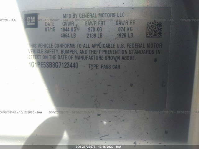 Photo 8 VIN: 1G1PE5SB8G7123440 - CHEVROLET CRUZE LIMITED 