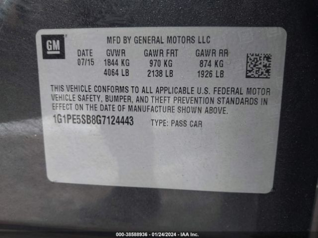 Photo 8 VIN: 1G1PE5SB8G7124443 - CHEVROLET CRUZE LIMITED 