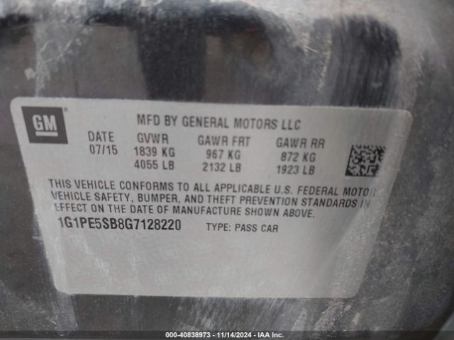 Photo 8 VIN: 1G1PE5SB8G7128220 - CHEVROLET CRUZE LIMITED 