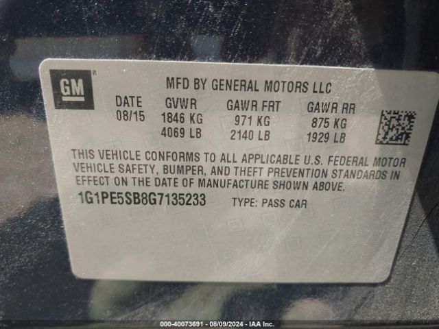 Photo 8 VIN: 1G1PE5SB8G7135233 - CHEVROLET CRUZE LIMITED 