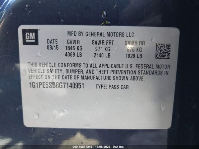 Photo 8 VIN: 1G1PE5SB8G7140951 - CHEVROLET CRUZE LIMITED 