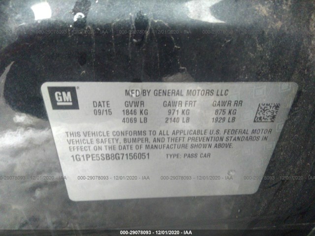 Photo 8 VIN: 1G1PE5SB8G7156051 - CHEVROLET CRUZE LIMITED 