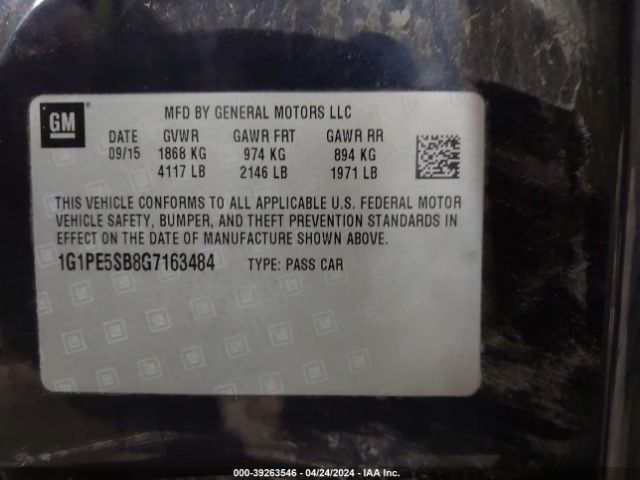 Photo 8 VIN: 1G1PE5SB8G7163484 - CHEVROLET CRUZE LIMITED 