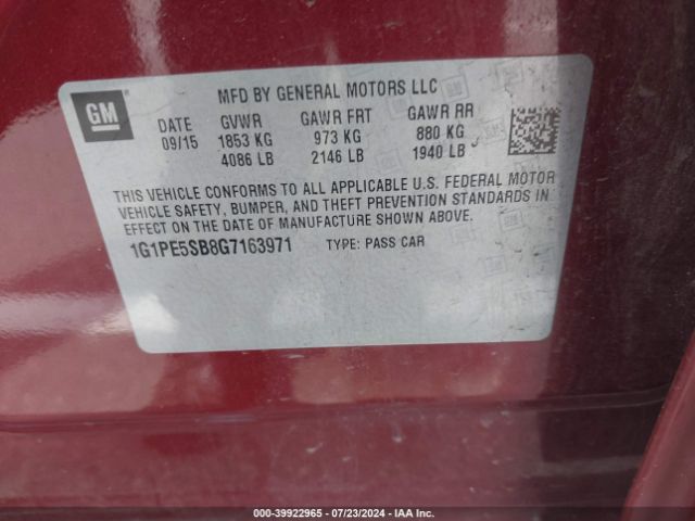 Photo 8 VIN: 1G1PE5SB8G7163971 - CHEVROLET CRUZE LIMITED 