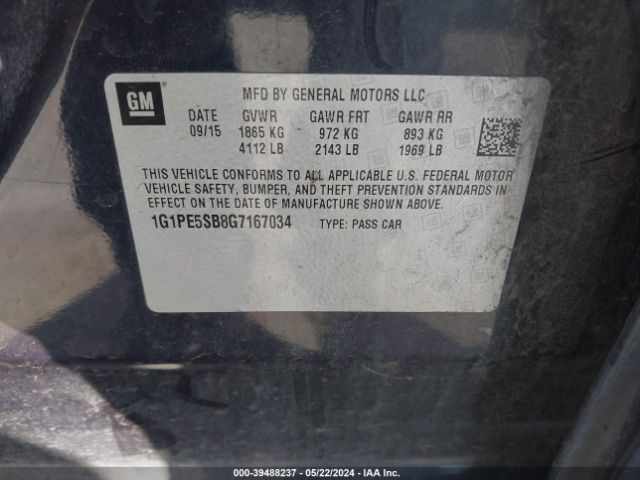 Photo 8 VIN: 1G1PE5SB8G7167034 - CHEVROLET CRUZE LIMITED 