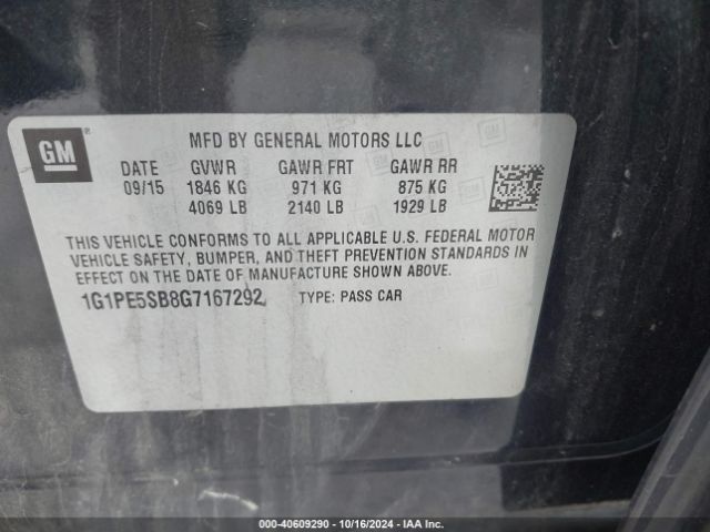 Photo 8 VIN: 1G1PE5SB8G7167292 - CHEVROLET CRUZE LIMITED 