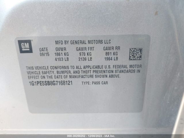 Photo 8 VIN: 1G1PE5SB8G7168121 - CHEVROLET CRUZE LIMITED 