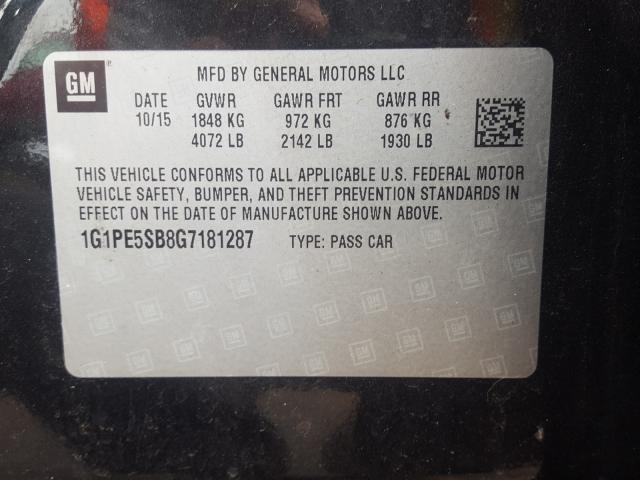 Photo 9 VIN: 1G1PE5SB8G7181287 - CHEVROLET CRUZE LIMI 