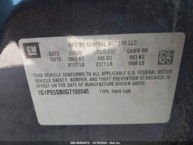 Photo 8 VIN: 1G1PE5SB8G7188045 - CHEVROLET CRUZE LIMITED 