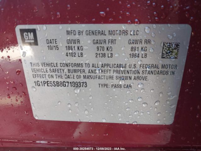 Photo 8 VIN: 1G1PE5SB8G7189373 - CHEVROLET CRUZE LIMITED 