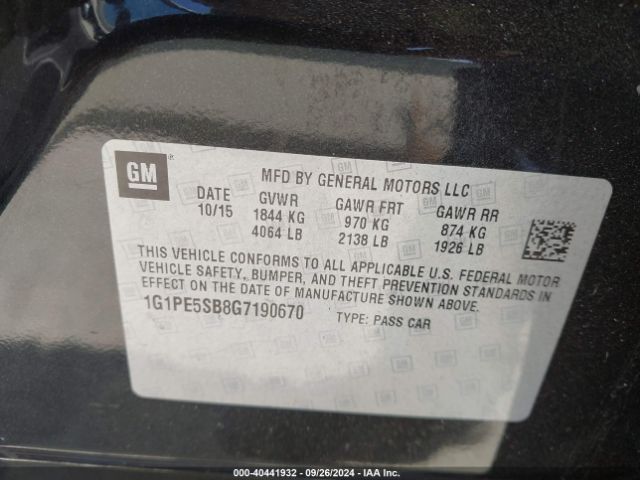 Photo 8 VIN: 1G1PE5SB8G7190670 - CHEVROLET CRUZE LIMITED 