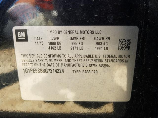 Photo 9 VIN: 1G1PE5SB8G7214224 - CHEVROLET CRUZE LIMI 