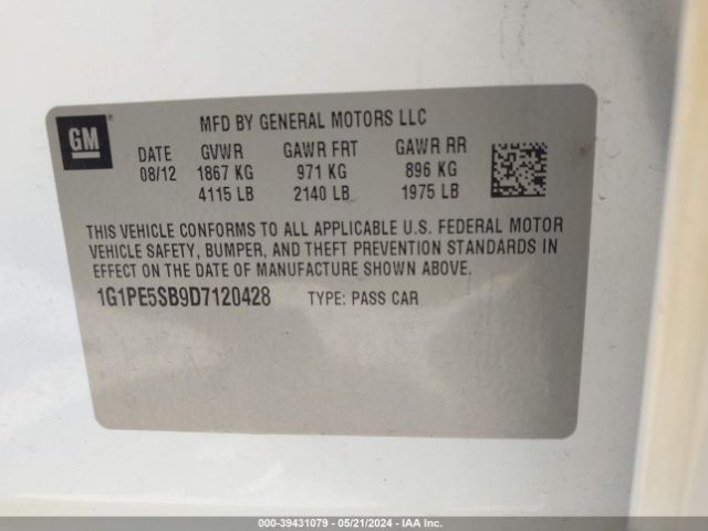 Photo 8 VIN: 1G1PE5SB9D7120428 - CHEVROLET CRUZE 