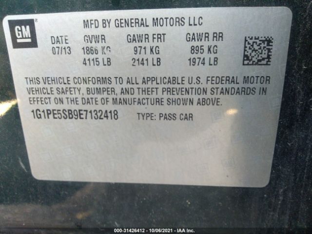 Photo 8 VIN: 1G1PE5SB9E7132418 - CHEVROLET CRUZE 