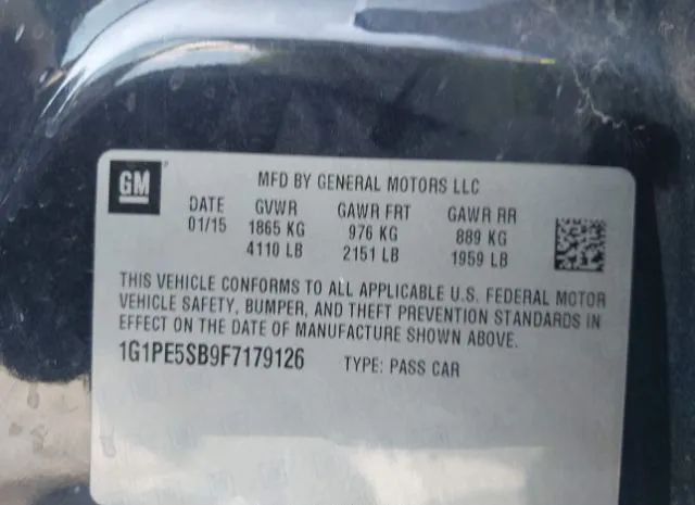 Photo 8 VIN: 1G1PE5SB9F7179126 - CHEVROLET CRUZE 