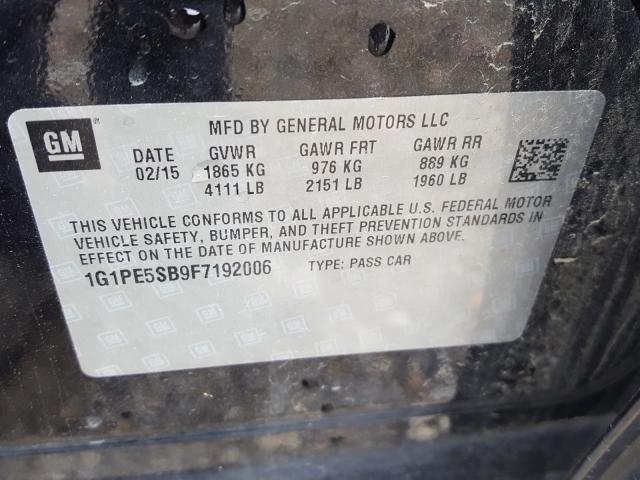 Photo 9 VIN: 1G1PE5SB9F7192006 - CHEVROLET CRUZE LT 