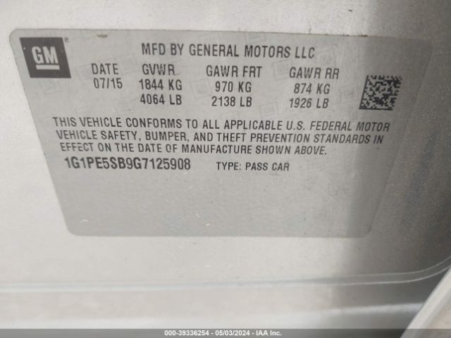 Photo 8 VIN: 1G1PE5SB9G7125908 - CHEVROLET CRUZE LIMITED 