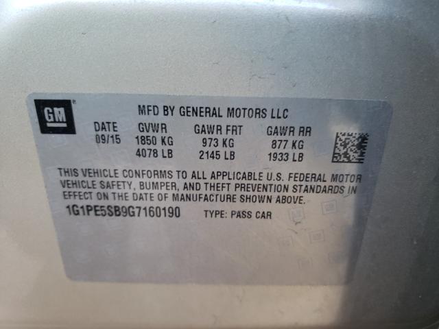 Photo 9 VIN: 1G1PE5SB9G7160190 - CHEVROLET CRUZE LIMI 