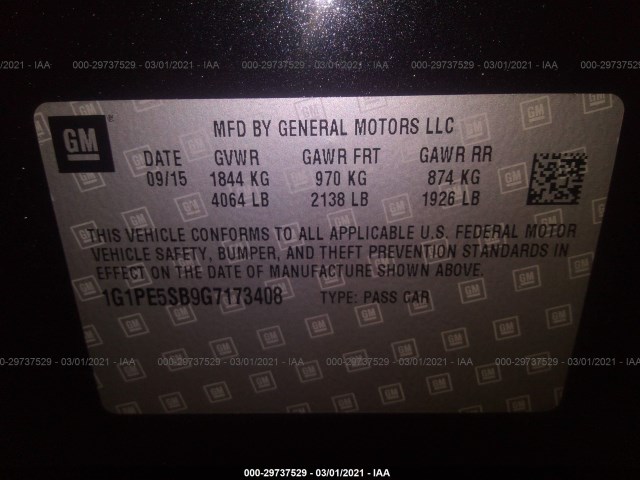 Photo 8 VIN: 1G1PE5SB9G7173408 - CHEVROLET CRUZE LIMITED 