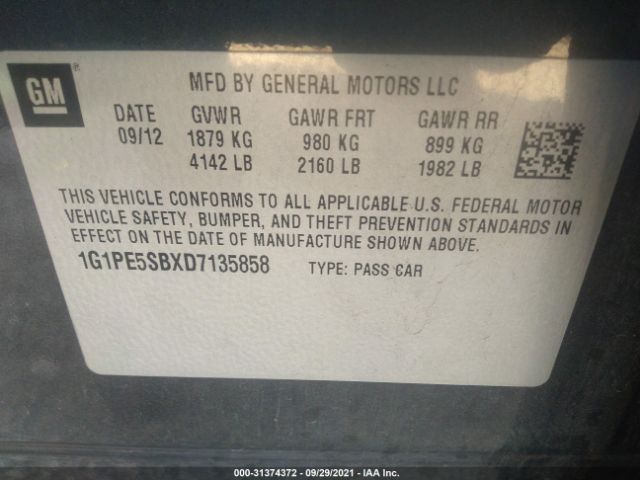 Photo 8 VIN: 1G1PE5SBXD7135858 - CHEVROLET CRUZE 