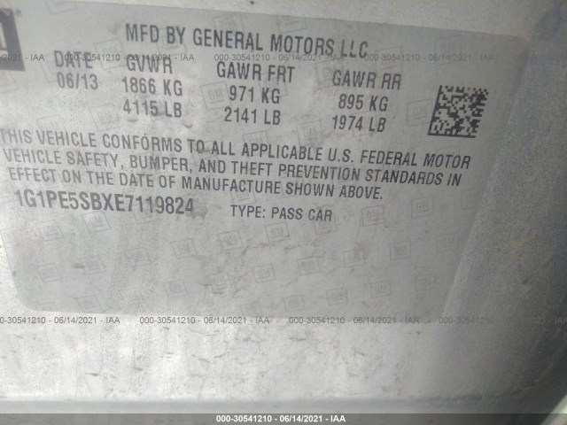 Photo 8 VIN: 1G1PE5SBXE7119824 - CHEVROLET CRUZE 