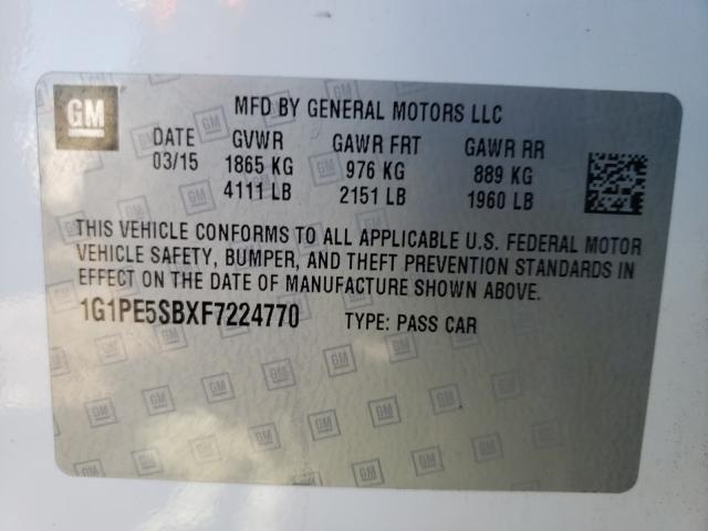 Photo 9 VIN: 1G1PE5SBXF7224770 - CHEVROLET CRUZE LT 