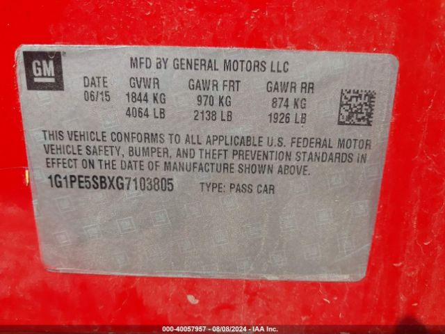 Photo 8 VIN: 1G1PE5SBXG7103805 - CHEVROLET CRUZE LIMITED 