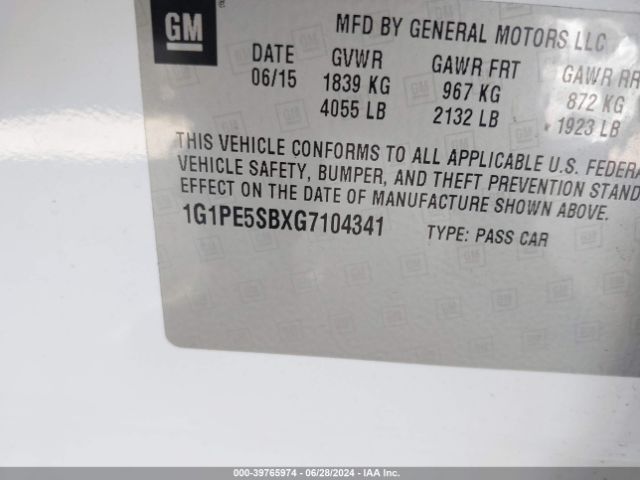 Photo 8 VIN: 1G1PE5SBXG7104341 - CHEVROLET CRUZE LIMITED 