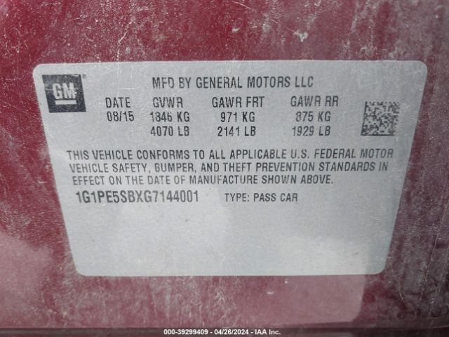 Photo 8 VIN: 1G1PE5SBXG7144001 - CHEVROLET CRUZE LIMITED 