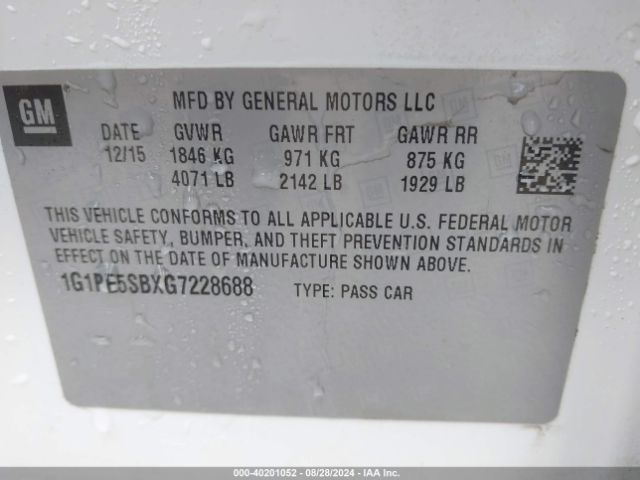 Photo 8 VIN: 1G1PE5SBXG7228688 - CHEVROLET CRUZE LIMITED 