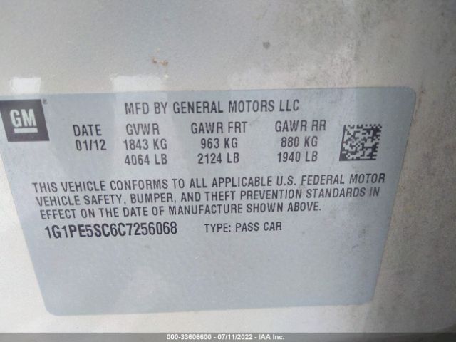 Photo 8 VIN: 1G1PE5SC6C7256068 - CHEVROLET CRUZE 