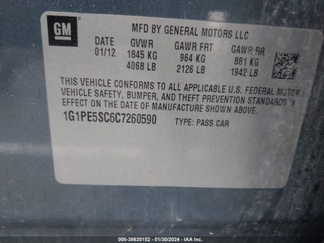 Photo 8 VIN: 1G1PE5SC6C7260590 - CHEVROLET CRUZE 