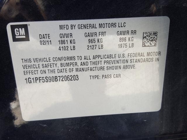 Photo 9 VIN: 1G1PF5S90B7206203 - CHEVROLET CRUZE LT 