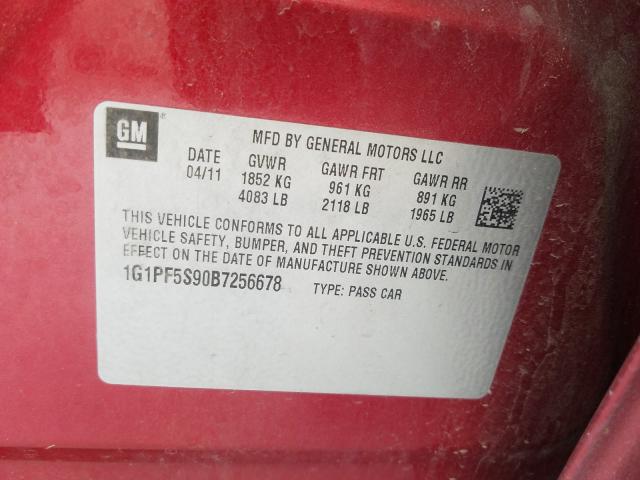 Photo 9 VIN: 1G1PF5S90B7256678 - CHEVROLET CRUZE LT 