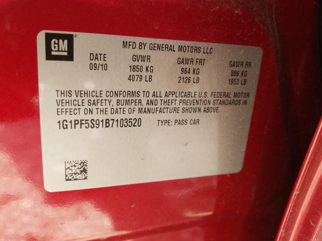 Photo 9 VIN: 1G1PF5S91B7103520 - CHEVROLET CRUZE LT 