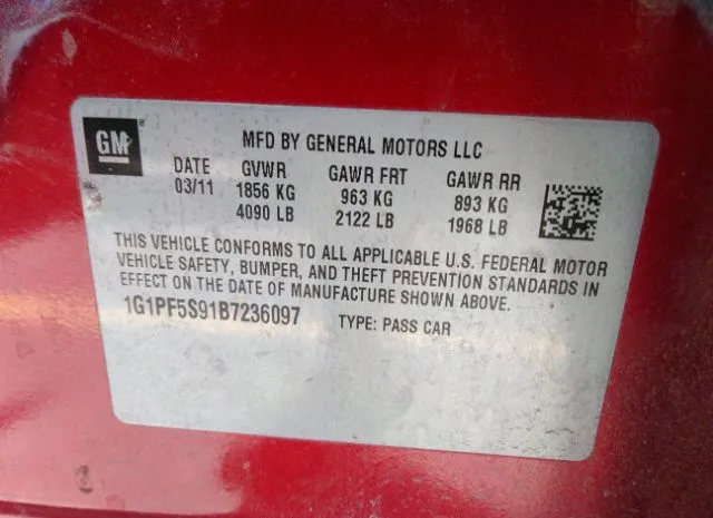 Photo 8 VIN: 1G1PF5S91B7236097 - CHEVROLET CRUZE 