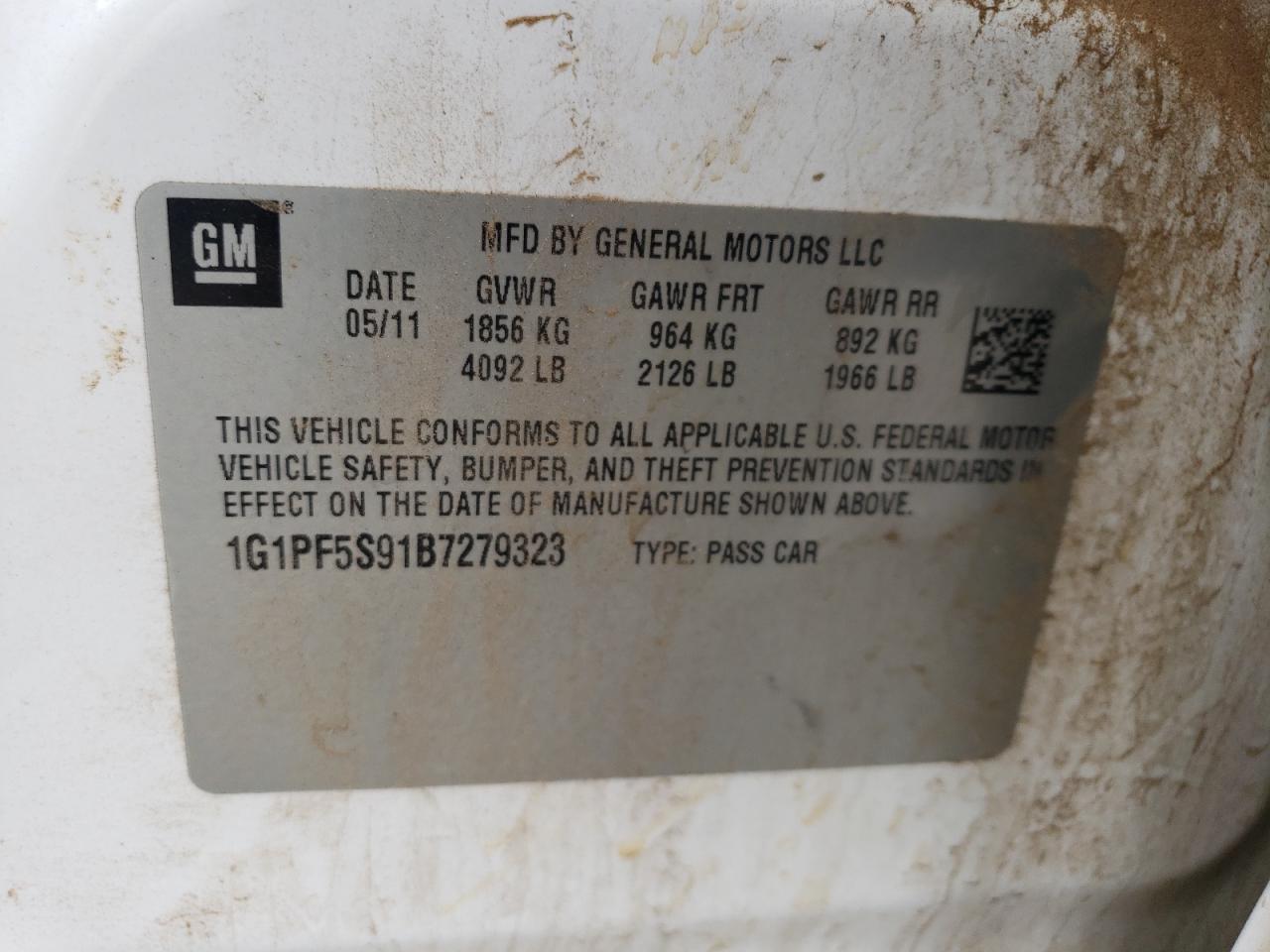 Photo 11 VIN: 1G1PF5S91B7279323 - CHEVROLET CRUZE 