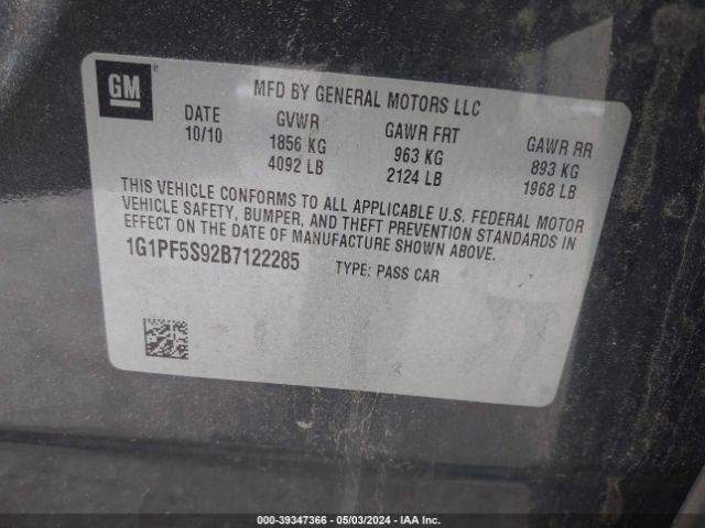 Photo 8 VIN: 1G1PF5S92B7122285 - CHEVROLET CRUZE 