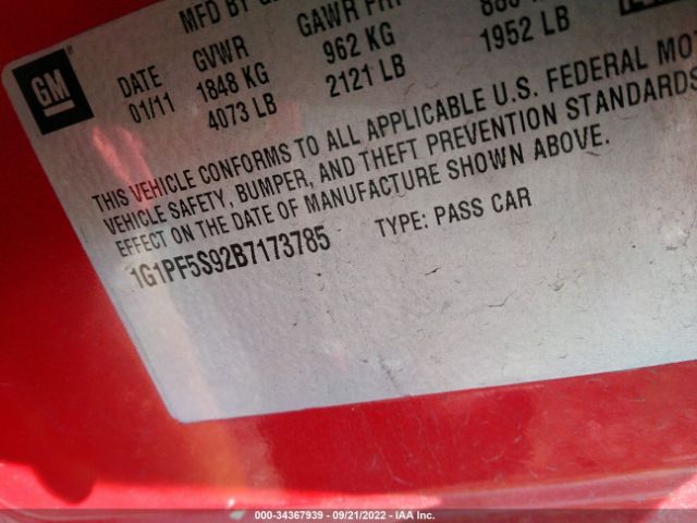 Photo 8 VIN: 1G1PF5S92B7173785 - CHEVROLET CRUZE 