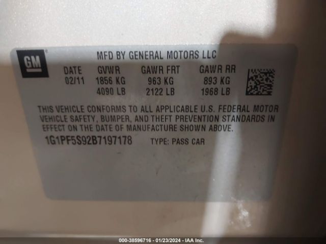 Photo 8 VIN: 1G1PF5S92B7197178 - CHEVROLET CRUZE 