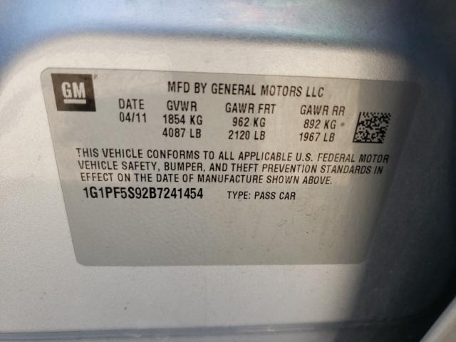 Photo 9 VIN: 1G1PF5S92B7241454 - CHEVROLET CRUZE LT 