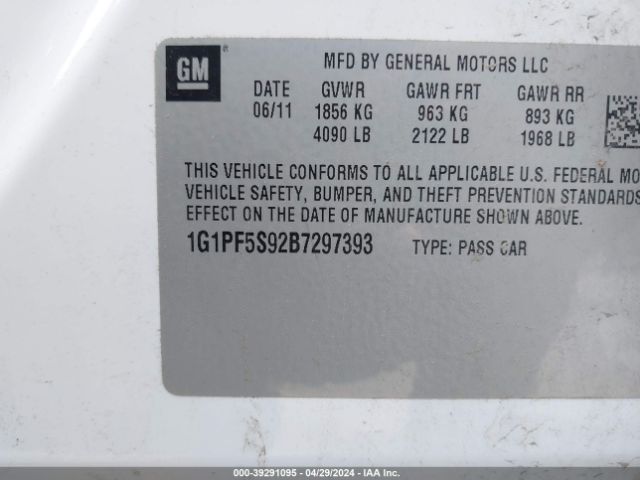 Photo 8 VIN: 1G1PF5S92B7297393 - CHEVROLET CRUZE 