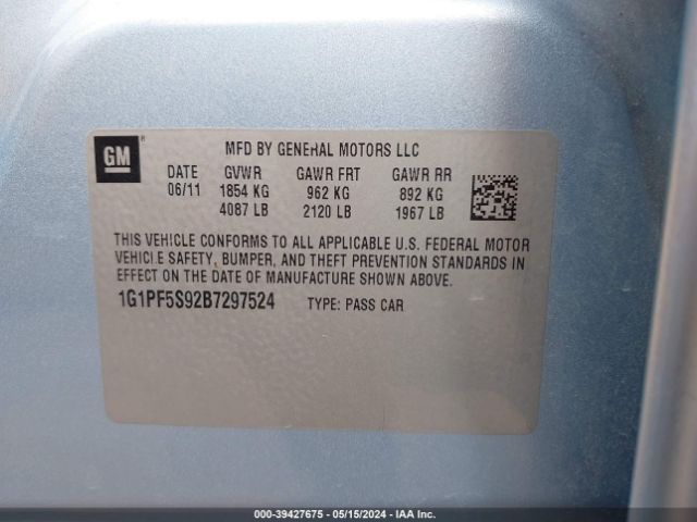 Photo 8 VIN: 1G1PF5S92B7297524 - CHEVROLET CRUZE 