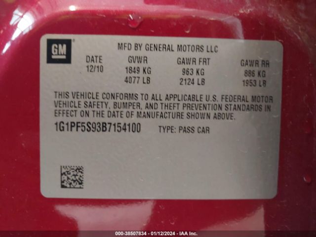 Photo 8 VIN: 1G1PF5S93B7154100 - CHEVROLET CRUZE 