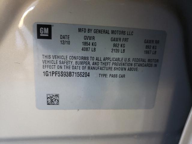 Photo 9 VIN: 1G1PF5S93B7156204 - CHEVROLET CRUZE LT 