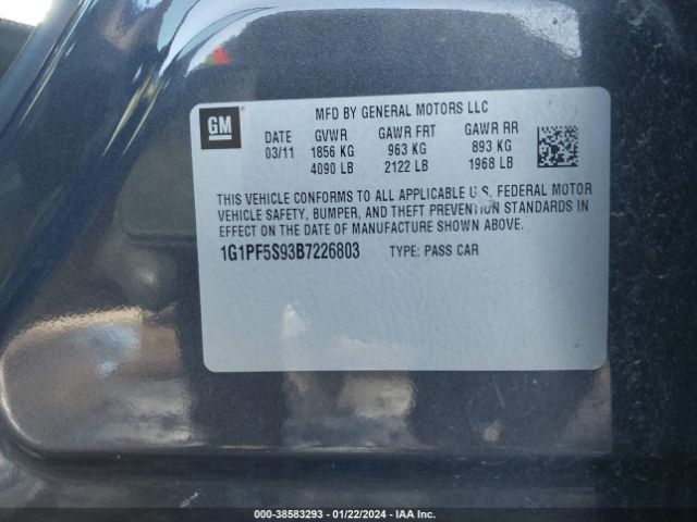 Photo 8 VIN: 1G1PF5S93B7226803 - CHEVROLET CRUZE 