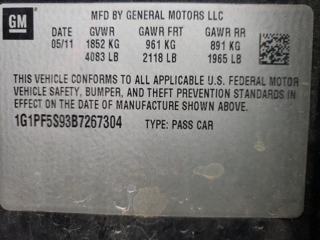 Photo 9 VIN: 1G1PF5S93B7267304 - CHEVROLET CRUZE LT 