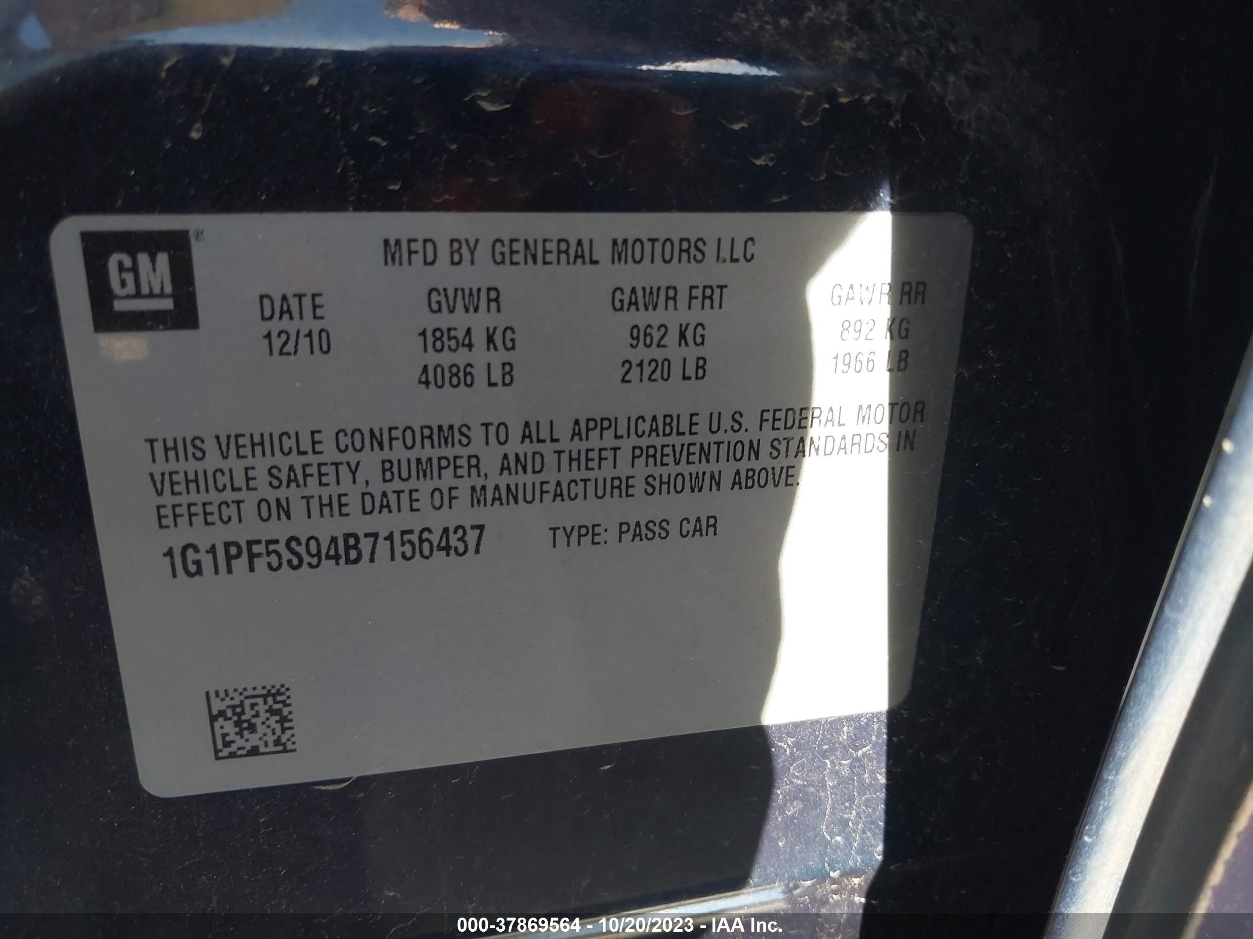 Photo 8 VIN: 1G1PF5S94B7156437 - CHEVROLET CRUZE 